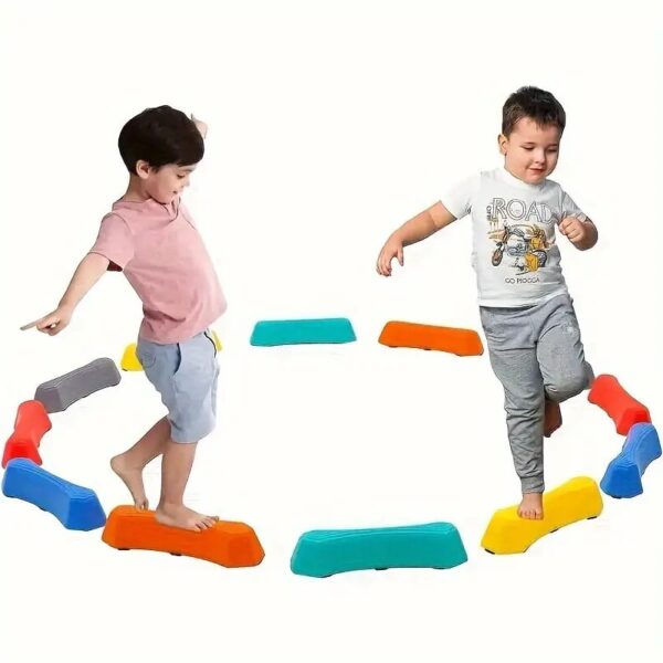 River Stones, Stepping Stones for Kids, 8Pcs Non-slip Plastic Balance Stepping Stones, Stackable Toddler Stepping Stones, Flexible Combination Sensory Toys for Indoor & Outdoor