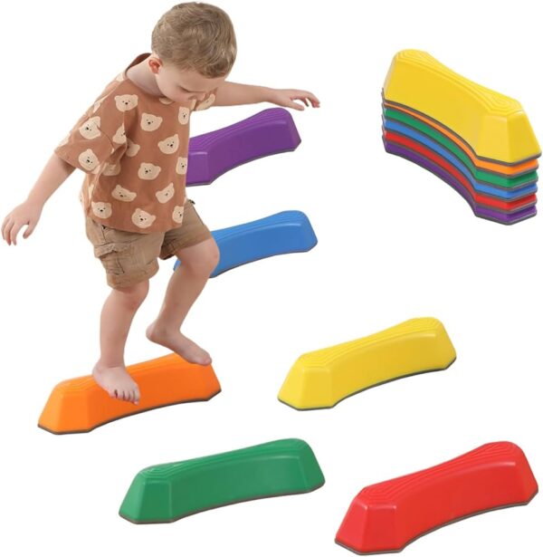 River Stones, Stepping Stones for Kids, 8Pcs Non-slip Plastic Balance Stepping Stones, Stackable Toddler Stepping Stones, Flexible Combination Sensory Toys for Indoor & Outdoor - Image 3