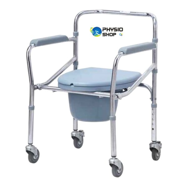 Height Adjustable Folding  Commode Chair with wheels