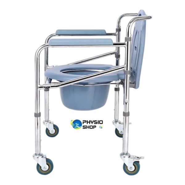 Height Adjustable Folding  Commode Chair with wheels - Image 2